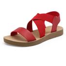 Sandália DREAM PAIRS ELENA-2 Vermelha com Tira Elástica Rasteira Tamanho 9.5