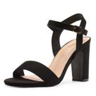 Sandália DREAM PAIRS Gisela-1 Salto Bloco 9,5 cm Camurça Preta