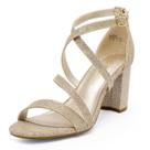 Sandália DREAM PAIRS MADISON Glitter Dourado Salto 7,5 cm