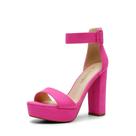 Sandália DREAM PAIRS Orinthia Plataforma Salto Alto Rosa Camurça