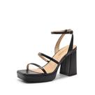 Sandália DREAM PAIRS Plataforma Salto Grosso 10cm Preta