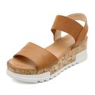 Sandália DREAM PAIRS REED-2 Camel Plataforma Anabela 6 cm