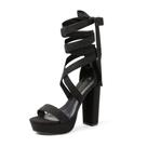 Sandália DREAM PAIRS Salto Plataforma Grosso Tiras Preto 37.5