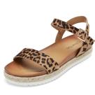 Sandália DREAM PAIRS Sunna Estampa Leopardo Plataforma Anabela 4,5 cm 8,5