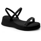 Sandália Feminina Anabela Dakota Strass Brilhos DB734 Cor:PretoTamanho:37