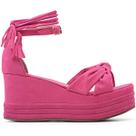 Sandália Feminina Anabela Rosa Pink Plataforma Amarração