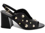 Sandália Feminina Ankle Boot Salto Alto Grosso 7 cm Preto