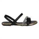 Sandalia Feminina Beira Rio Rasteira Strass Confortavel 8367.641