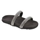 Sandalia Feminina Brilho Strass Preto 2 Tiras