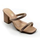 Sandália Feminina com Tiras em Strass Salto Médio 7cm Design Sofisticado e Moderno