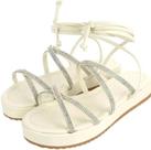 Sandália Feminina Flatform Amarração e Tira com Brilho ref.944/4