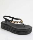 Sandália Feminina Flatform Corrente Bebecê Preto-11052