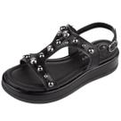 Sandália Feminina Flatform Couro Pedraria Moderna Tanara