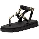 Sandalia Feminina Flatform Moderna Pin Dourado Moleca