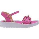 Sandália Feminina Flatform Rasteira Com Pirâmides ABS Detalhe Metalizada Confortável Papete Original