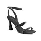 Sandália Feminina Mariotta Salto Flare Preto Brilhos