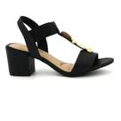 Sandália Feminina Modare Pedraria Elástico Ajustável Salto Bloco Confortável Casual Moderna Original