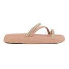 Sandalia Feminina Moleca Papete Strass Dourado Nude - 54691