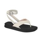 Sandália Feminina Moleca Papete Tiras Dedo Rasteira Flatform