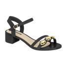 Sandália Feminina Moleca Salto Bloco Baixo detalhes Dourado