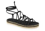 Sandália Feminina Moleca Tiras Trançadas Estilo Boho Amarração Sandália Feminina Moleca Tiras Trançadas Estilo Boho Amarração