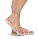 Sandália Feminina Papete Flatform Amarrar Perna Confortável Resistente Sandália Feminina Papete Flatform Amarrar Perna Confortável Resistente