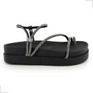 Sandalia Feminina Papete Flatform Confortavel Strass Brilho Leve
