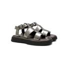Sandália Feminina Papete Flatform Couro Metalizada Estilo