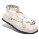 Sandália Feminina Plataforma Flat ABS Dourado Fivela Rasteira Confortável Original Olzzy