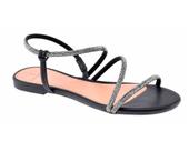 Sandália Feminina Rasteira Elegance Grafite e Preto 1216 La Femme