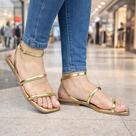 Sandalia Feminina Rasteira Metalizada Sandalia Feminina Rasteira Metalizada