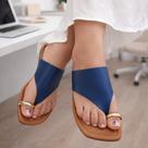 Sandalia Feminina Rasteirinha Anel Dedo Azul Flat Leve e Confortavel