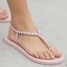 Sandália Feminina Rasteirinha Com Pérolas Strass Confortável Antiderrapante Oferta