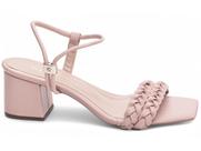 Sandália Feminina Salto Alto Cor Rosa com Fivela de Ajuste