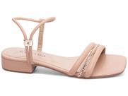 Sandália Feminina Salto Baixo Saltinho Ajuste Abs Manta Strass 2,5cm Rosê Torricella