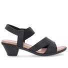Sandalia feminina salto bloco baixo calce facil elastico couro usaflex ak3701001