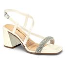 Sandália Feminina Salto Bloco Branco Cristal Dakota Y7642-0001