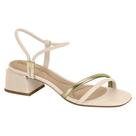 Sandália Feminina Salto Bloco Creme Dourado Cristal Beira Rio 8423.228 Sandália Feminina Salto Bloco Creme Dourado Cristal Beira Rio 8423.228