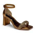 Sandália Feminina Salto Bloco Mel Ouro Velho Mississipi MF393-0006