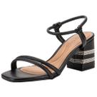 Sandália Feminina Salto Bloco Strass Conforto Chic Beira Rio