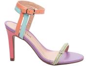 Sandália Feminina Salto Cor Multicolorida Roxa com Ajuste