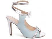 Sandália Feminina Salto Multicolorido Azul com Ajuste