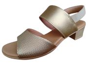 Sandália feminina Usaflex couro ouro Light salto bloco calça facel Sandália feminina Usaflex couro ouro Light salto bloco calça facel