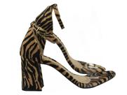 Sandália Feminina Zebra Salto Alto Bloco Grosso Frente Vinil