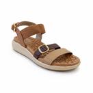 Sandália Feminino Anatómico Camel Fecho Ajustável Flexível -