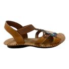 Sandalia Feminino New Born Ultraconforto Couro Tiras Calce Fácil Flor 2140 Caramelo