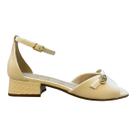 Sandalia Feminino Ramarim Casual Conforto Salto Bloco Baixo Calcanhar Fechado Detalhe Metalizado 25-48207 Branco