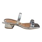 Sandalia Feminino Vizzano Casual Conforto Metalizado Tiras Pedraria Salto Baixo Bloco 6454.238 Prata