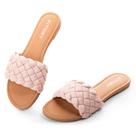 Sandalia FITORY plana con tira trenzada, punta abierta, color rosa, talla 8 Sandalia FITORY plana con tira trenzada, punta abierta, color rosa, talla 8