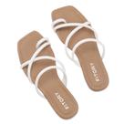 Sandália FITORY Slide Flat Toe Ring Cross Strap White 7